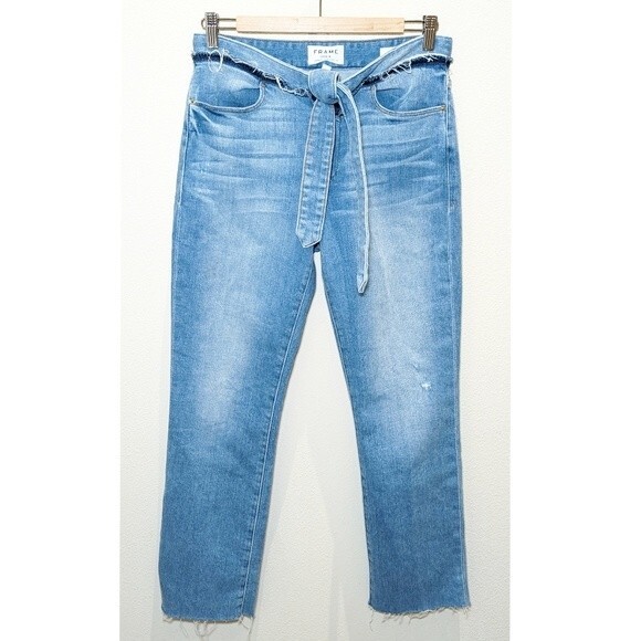 Frame Le High Straight Raw Waist Tie in Hannington - Picture 3 of 16